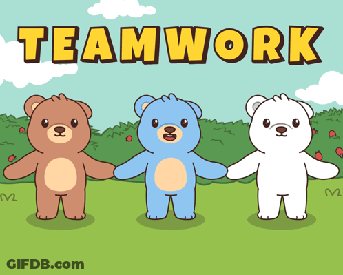Three Teddy Bears Holding Hands GIF