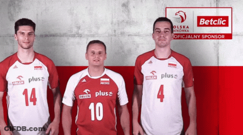 Three Volleyball Players In Front Of Betclic Logo GIF