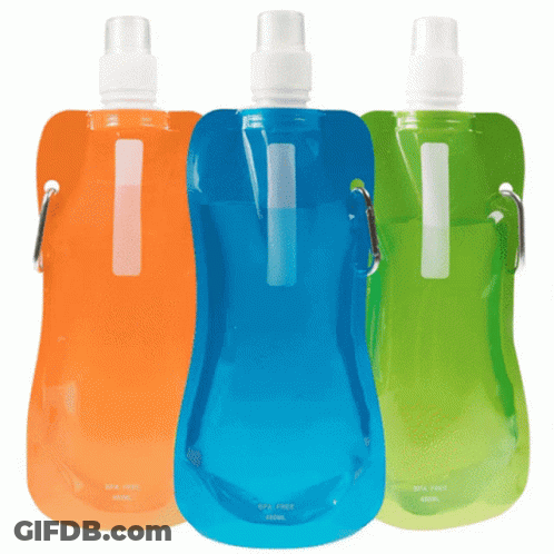 Three Water Bottles BPA Free Lined Up GIF