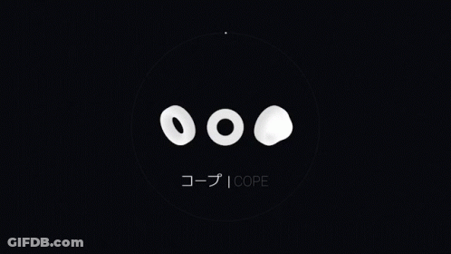 Three White Circles Saying Cope On Black Background GIF