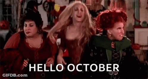 Three Witches From The Movie Hocus Pocus Are Dancing In A Room . GIF