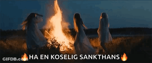 Three Women Dancing Around Fire Ha En Koselig Sankthans GIF