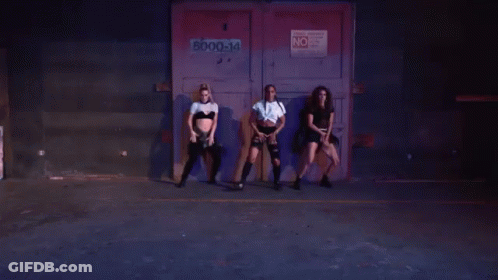 Three Women Dancing In Front Of No Door GIF