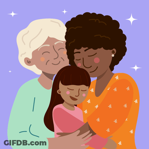 Three Women Hugging A Young Girl GIF
