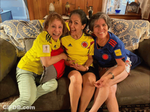 Three Women In Adidas Shirts On Couch GIF