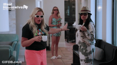 Three Women In Front Of Real Housewives Sign GIF