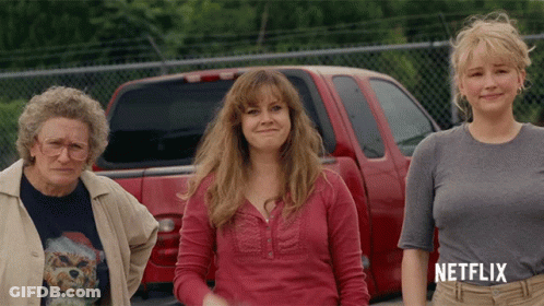 Three Women In Front Of Red Truck Netflix GIF