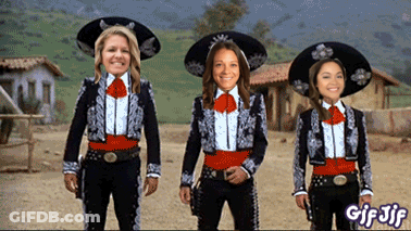 Three Women In Mariachi Outfits GIF