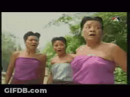 Three Women In Purple Dresses GIF