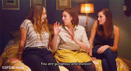 Three Women On Bed Saying You Are Gorgeous GIF