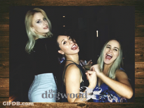 Three Women Posing With Dogwood GIF