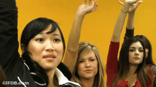 Three Women Raising Hands In Air GIF