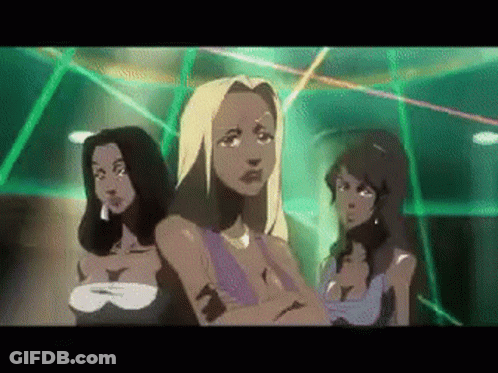 Three Women Standing Arms Crossed In Club GIF