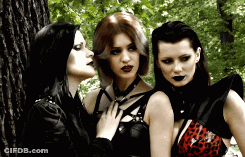 Three Women Standing In Forest GIF
