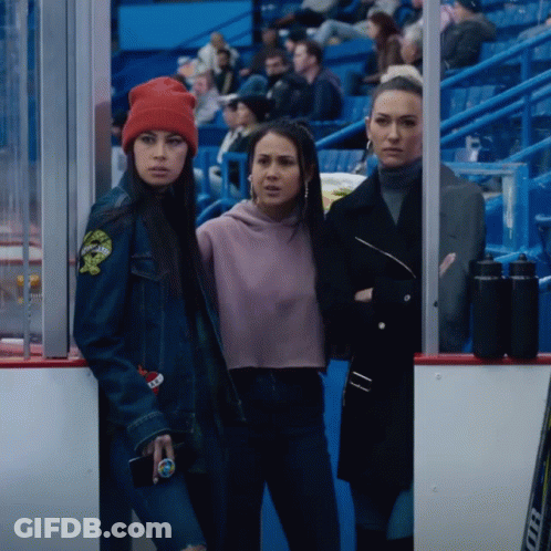 Three Women Standing Next To Each Other GIF