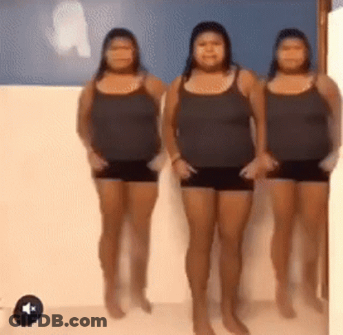 Three Women Standing Next To Each Other GIF