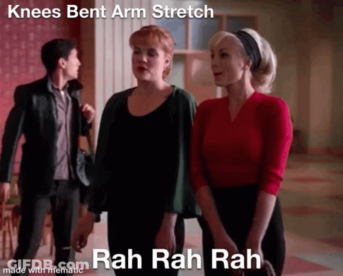 Three Women Stretching Knees And Arms GIF