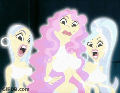 Three Women With Pink Hair GIF