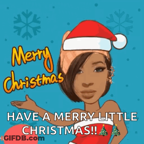 Three Women With Santa Hats Merry Little Christmas GIF