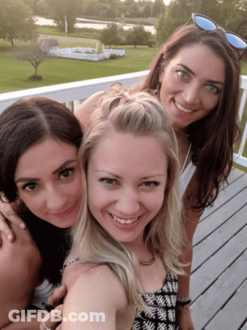 Three Young Best Friends Taking Selfie GIF