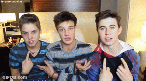 Three Young Men Giving Middle Finger #ItsCameronDallas GIF