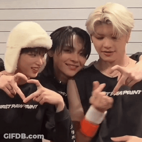 Three Young Men Making Heart Shape GIF