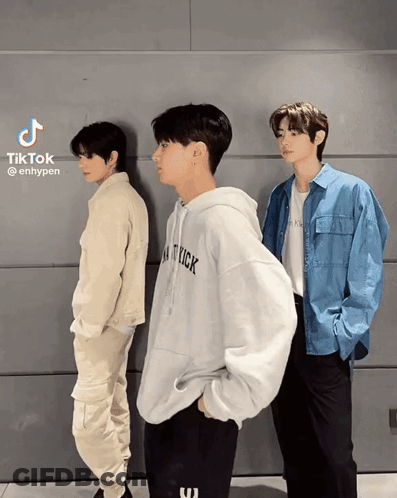 Three Young Men With TikTok Text GIF