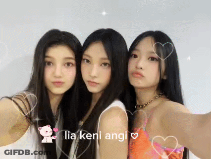 Three Young Women Are Taking A Selfie Together With The Words Lia Keni Angi In The Corner . GIF