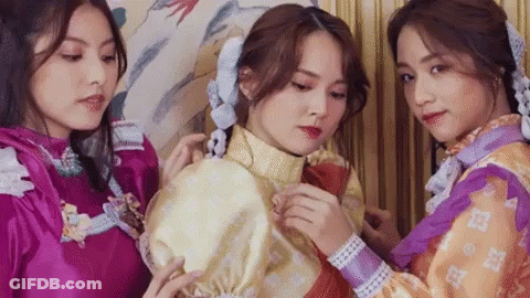 Three Young Women One In Purple Dress GIF