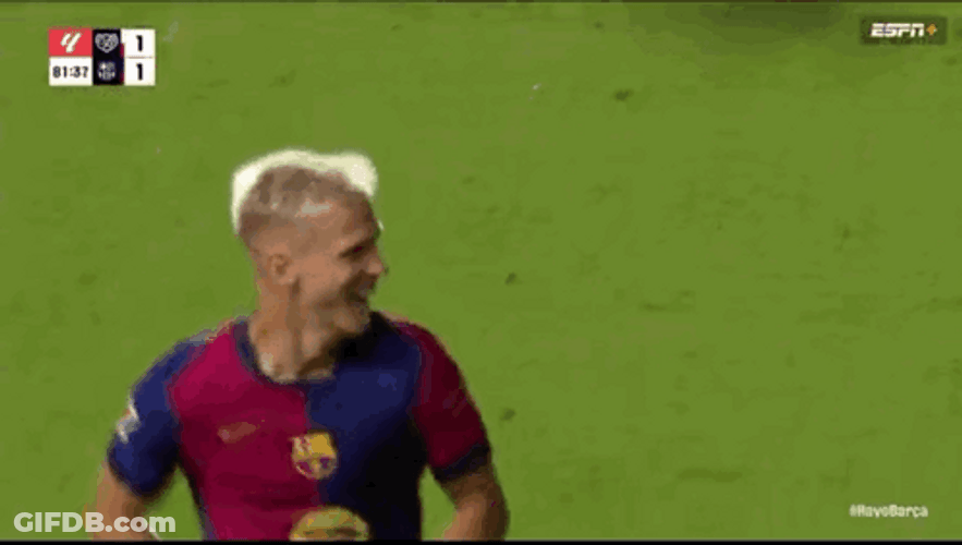 Thrilled Dani Olmo Running Across Field GIF
