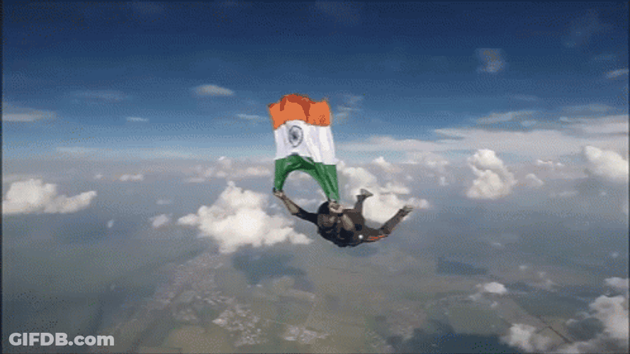 Thrilling Sky Diving India Flag GIF