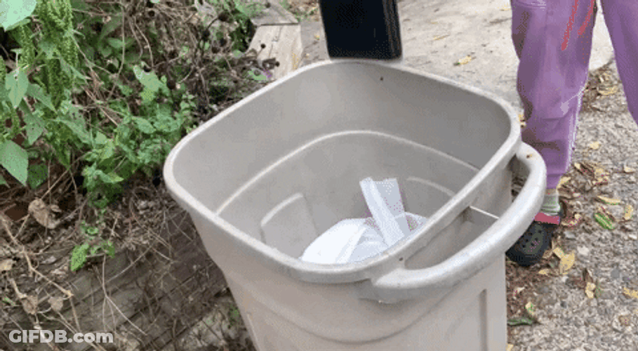 Throw Computer Into Trash Bin GIF