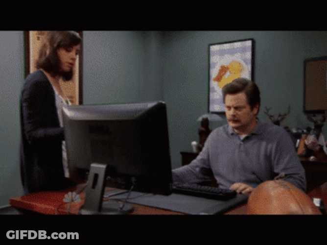 Throw Computer Ron Swanson And Man At Night GIF