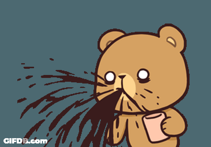 Throw Up Coffee Spit Take Bear GIF
