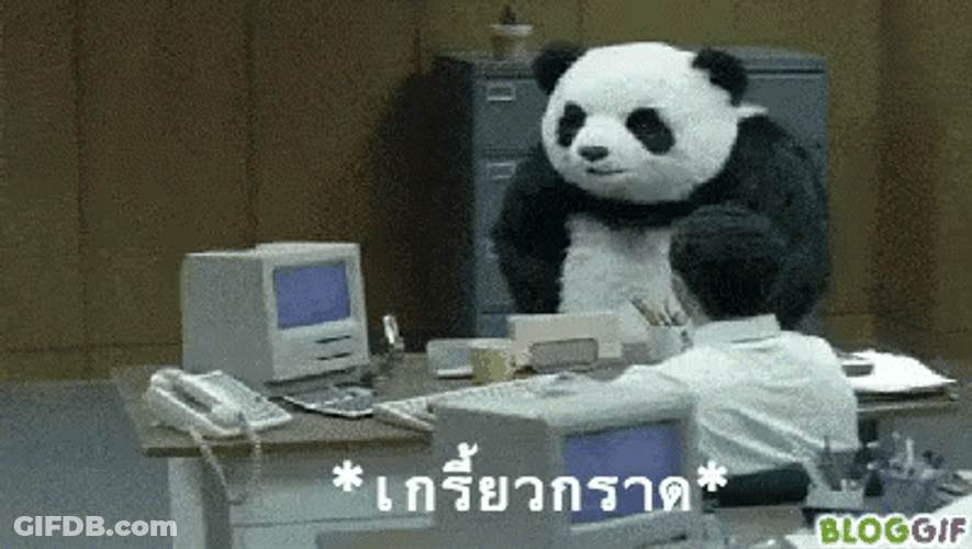 Throwing Computer By Panda Cheese Office GIF