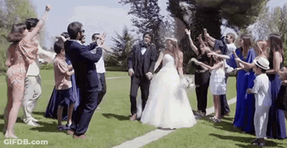 Throwing Flower Confetti Couple Marriage GIF