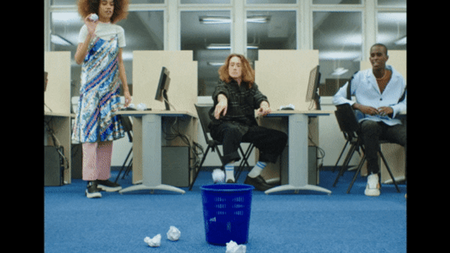 Throwing Papers At The Bin Game In The Office GIF