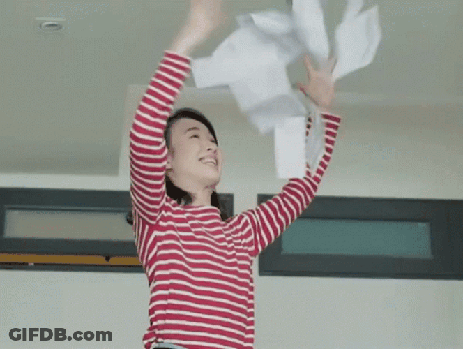 Throwing Papers Happily GIF