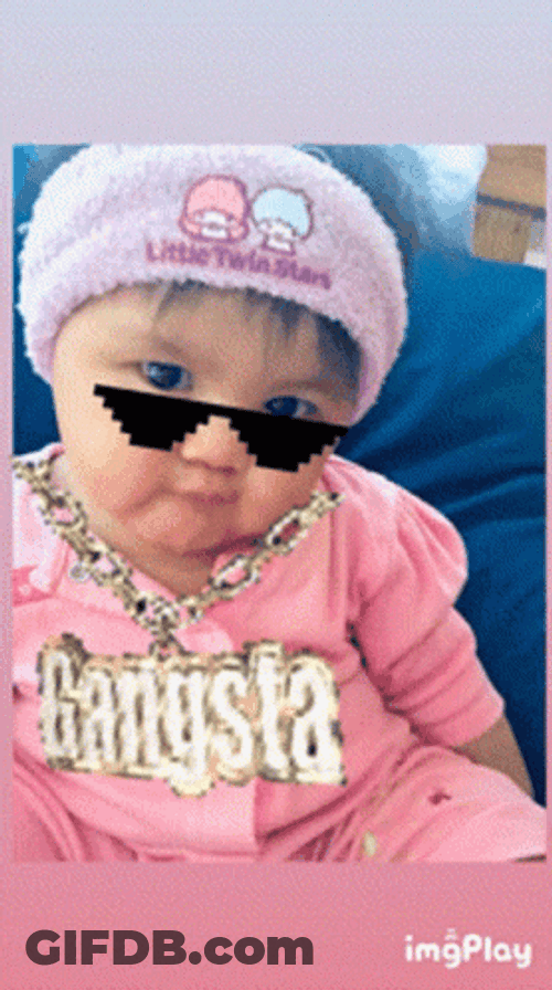 Thug Cute Baby In Pink GIF