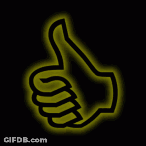 Thumb Up Neon Yellow Sign GIF