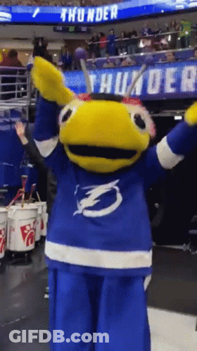 Thunder Mascot In Front Of Crowd GIF