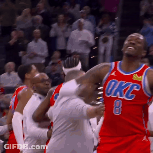 Thunder Player Helped Off Court By Referee GIF