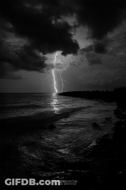 Thunderstorm Lightning Strikes On Lake GIF