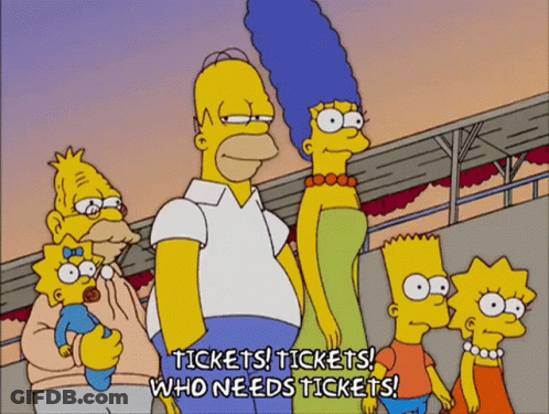 Tickets Tickets Who Needs Tickets Homer Simpson Family GIF
