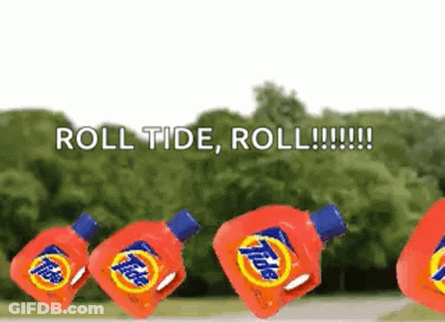 Tide Laundry Detergent Bottles Lined Up GIF