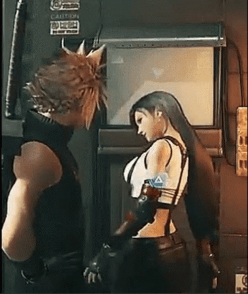 Tifa And Cloud Elbow Bump GIF