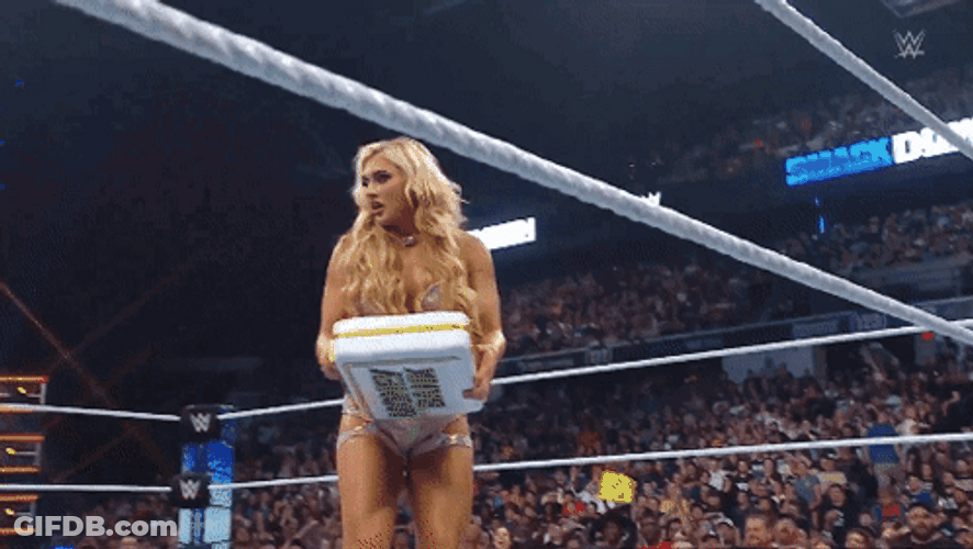 Tiffany Stratton Talks To Referee GIF