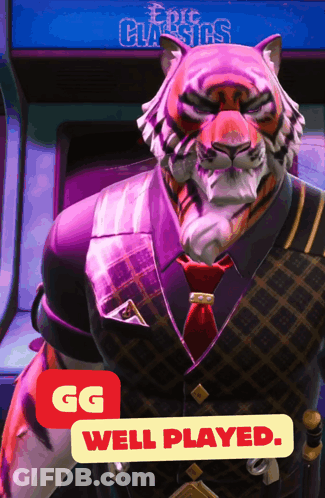 Tiger In Suit And Tie With GG Well Played Sticker GIF