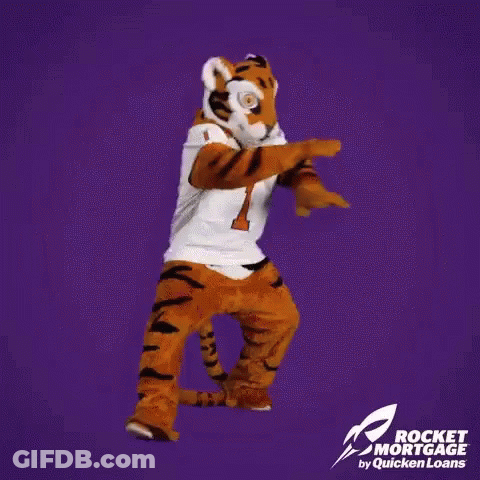 Tiger Mascot Dancing Saying No Good GIF