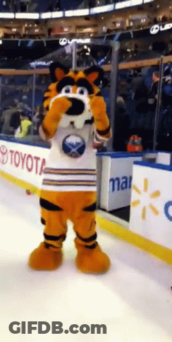 Tiger Mascot Standing On Ice Rink GIF